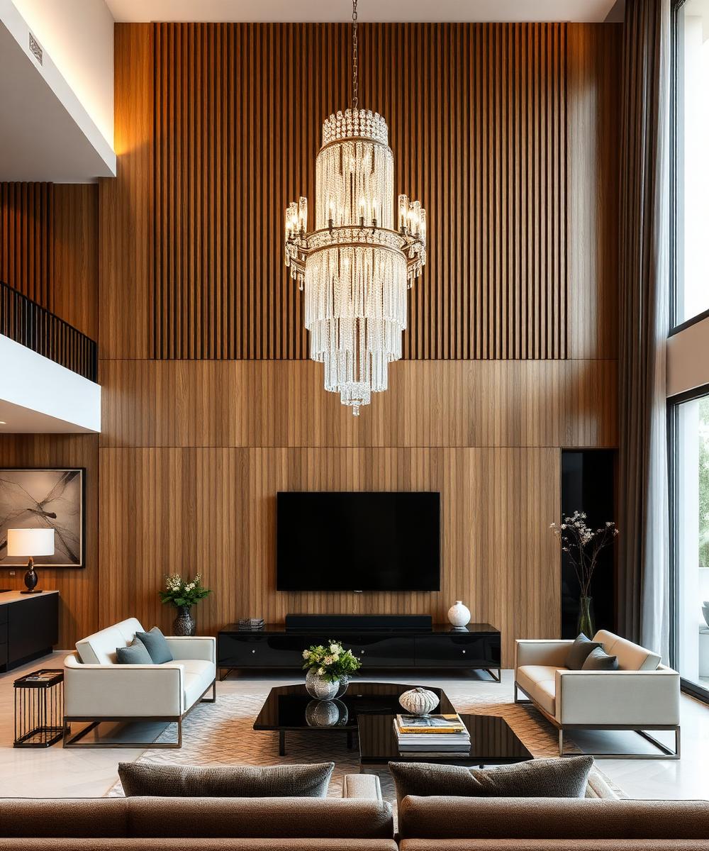 Sala de estar com lustre